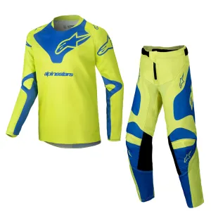 2025 Alpinestars Youth Racer Veil Yellow Fluo Blue Kit Combo