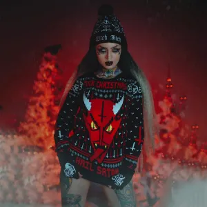 Demon Face Knit Christmas Sweater