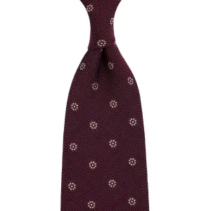 Floral Cashmere / Silk Grenadine Tie - Burgundy - Hand-Rolled