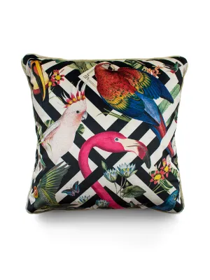 Geometric Aviary Velvet Cushion