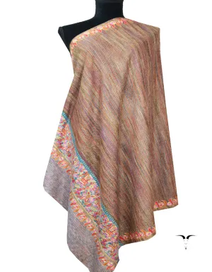 Multi-coloured striped Embroidery Pashmina Shawl 7731