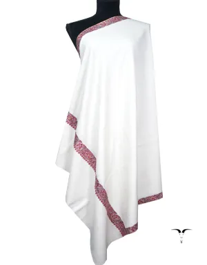 pure white embroidery pashmina shawl 8856